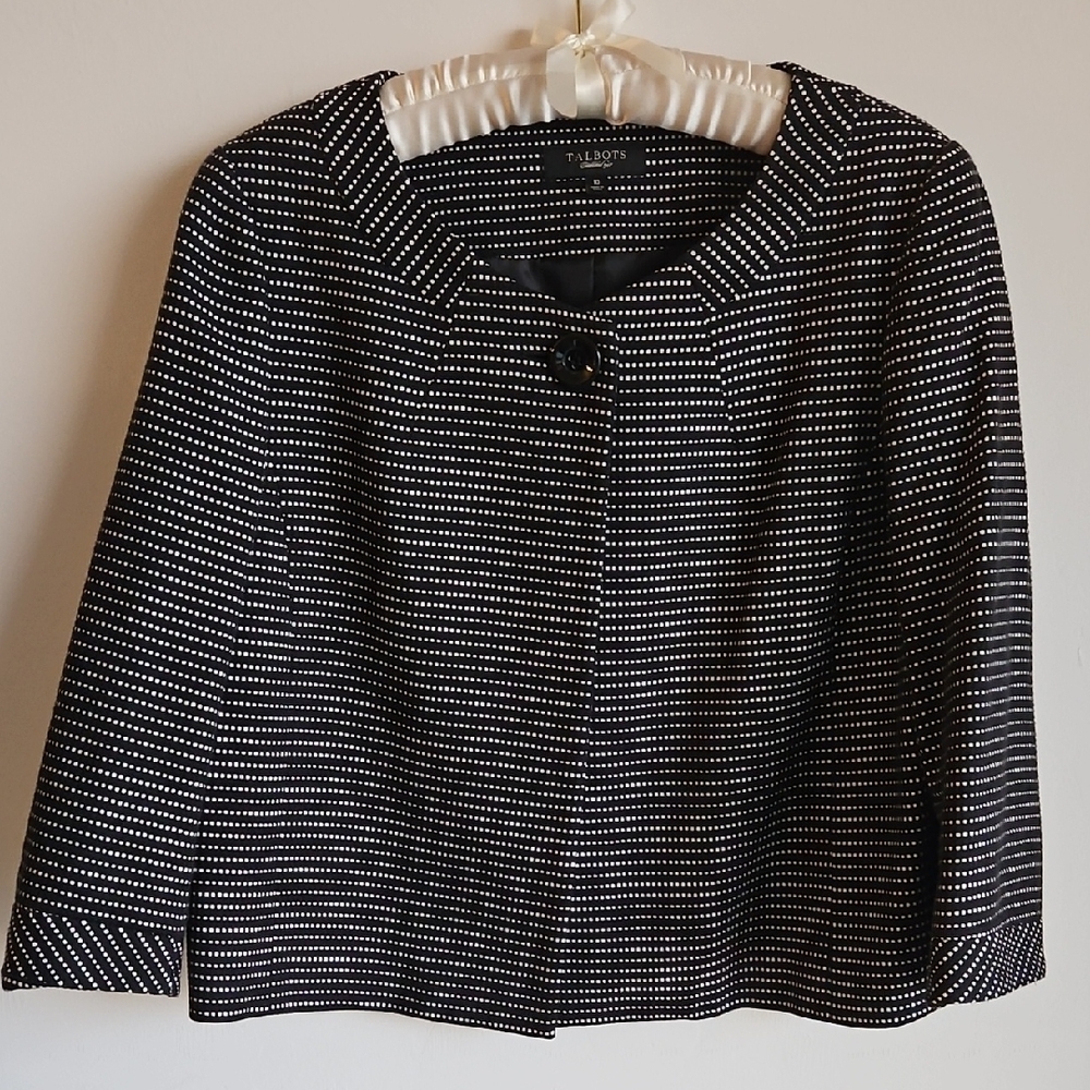 Talbots Black and White Small Polka Dot Design Blazer